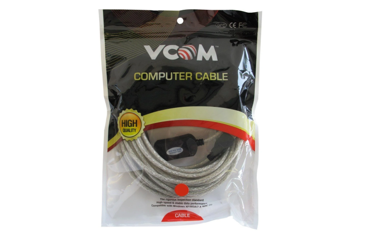 VCOM 2.0 A (M) to USB 2.0 A (F) with IC Power 10m Grey Retail Packaged Extension Data Cable